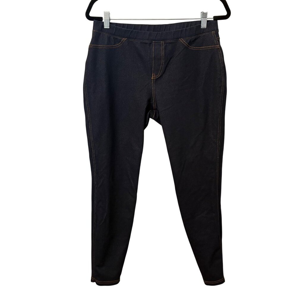 Womens Navy Denim Casual Style Jeggings Elastic Waistband Back Pockets Size L